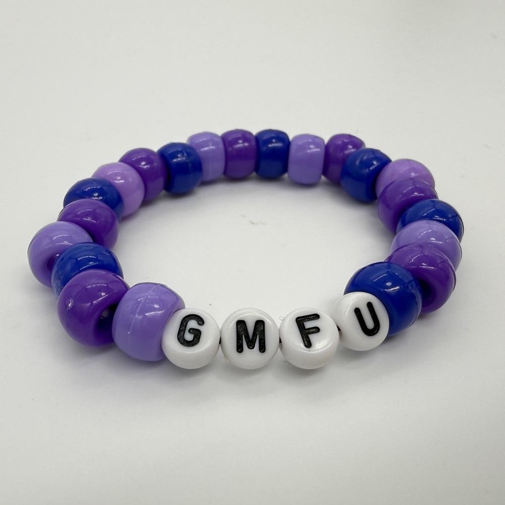 GMFU Handmade Purple Bead Charm Bracelet NWOT